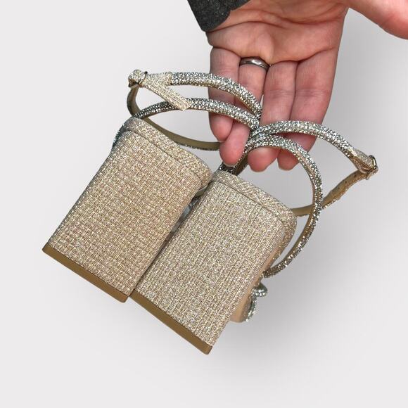 Badgley Mischka NEW sz 10 Freedon Rhinestone Gold High Heel Sandals Fancy Formal - Picture 5 of 12